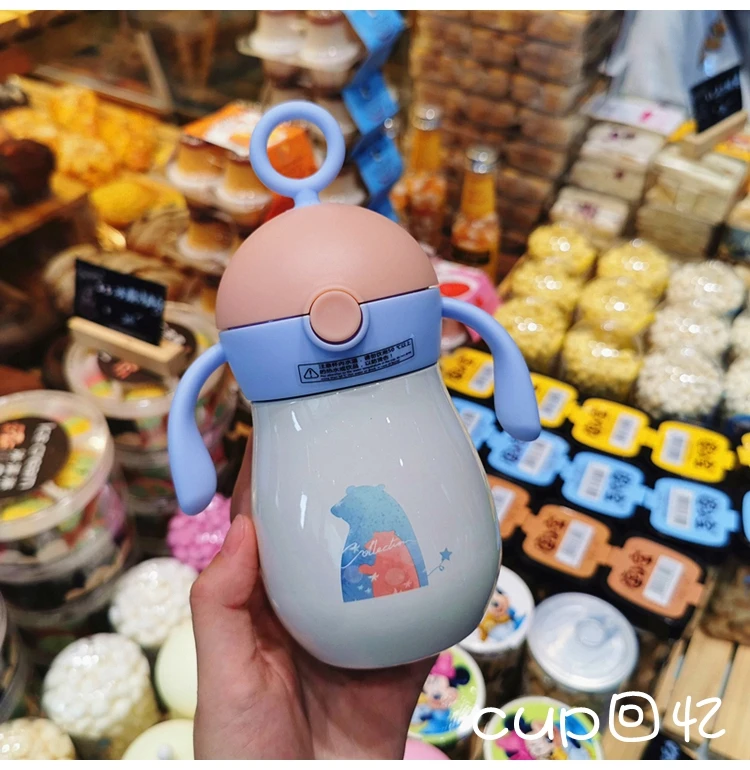 Male and Female Baby 316 Stainless Steel Insulated Cup Baby Graduated Handle Learning Drinking Straw Cup Children Leak-proof Cup
