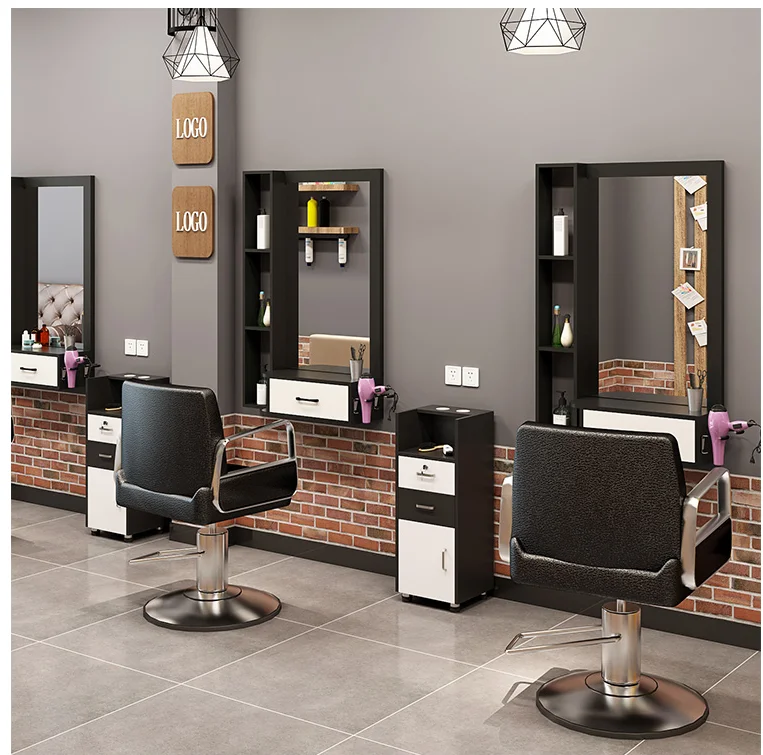Hairdressing shop mirror hair salon mirror table cabinet table integrated wall-mounted of barber shop hairdressing