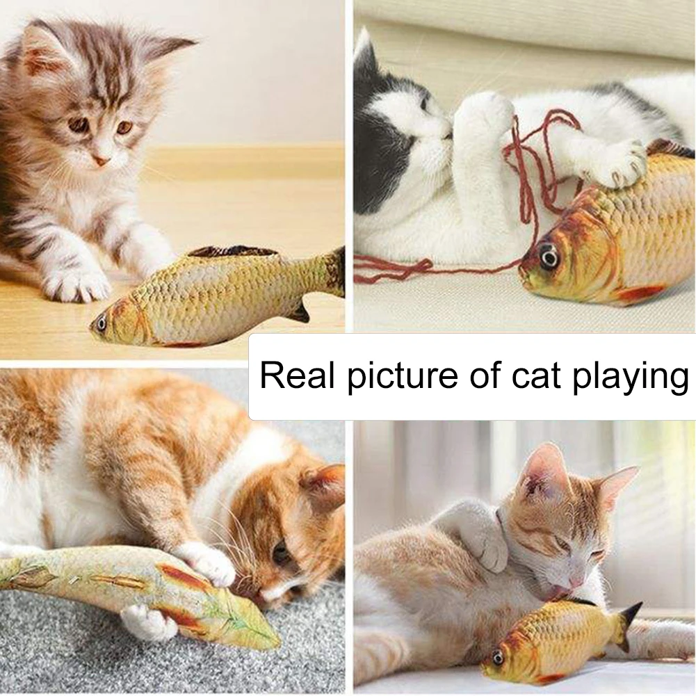 Pet Cats Artificial Plush Fish Shaped Catnip Dental Teeth Care Clean Chewing Toy 2020