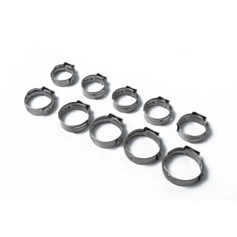 100pcs O Clips Hose Clamps Set Stainless Steel 5.3-15.3mm Hydraulic Single Ear Hardware Bracket Clamps Round Tool