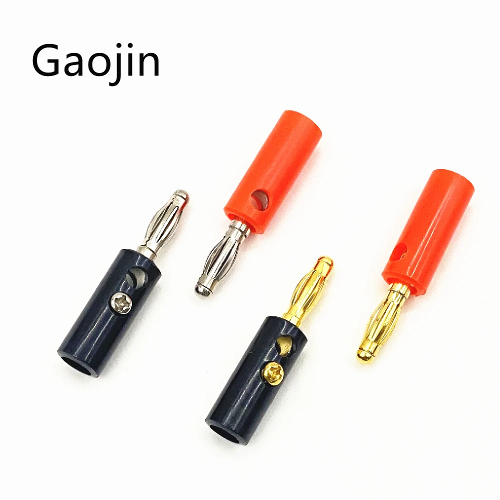 10pcs Banana Plugs Audio Speaker Screw Gold Plate 4mm Black Red