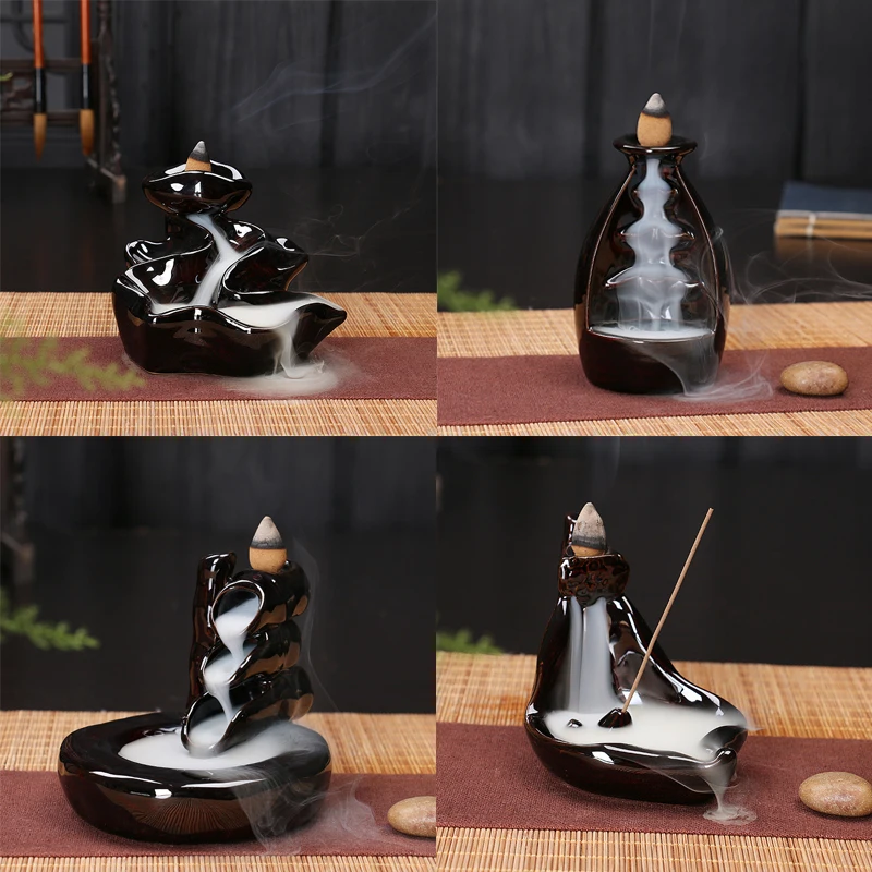 

Mountain River Handicraft Incense Holder Ceramic Backflow Waterfall Smoke Incense Burner Censer Holder Mother's Gift Home Decor