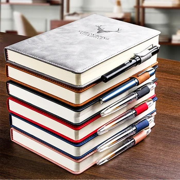 

A5 360 Pages Writing PU Leather Work Stationery Diary Gift Business Deer Pattern Travel Notebook Home Office Super Thick Daily