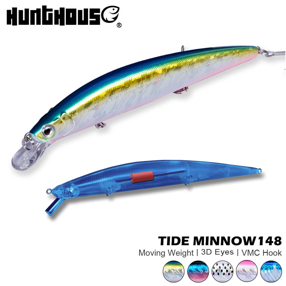 

Hunthouse wobber lure jerkbait minnow fishing lure tide slim minnow floating hard baits leurre brochet ocean beach fish pike