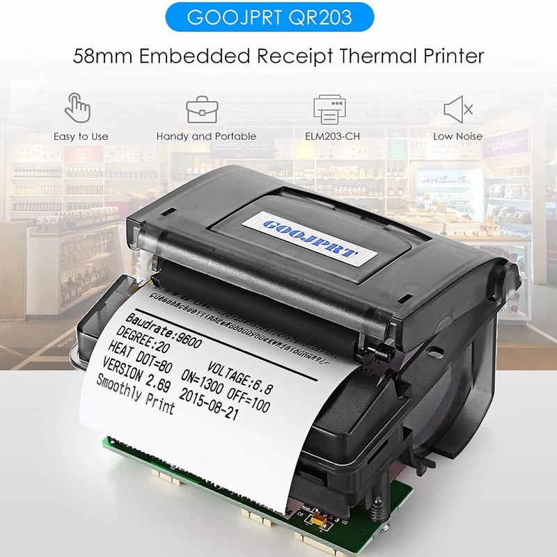Goojprt Qr203 58 мм микро-мини Встроенный термопринтер Rs232+ Ttl панель совместимый Eml203 для получения билетов штрих-код