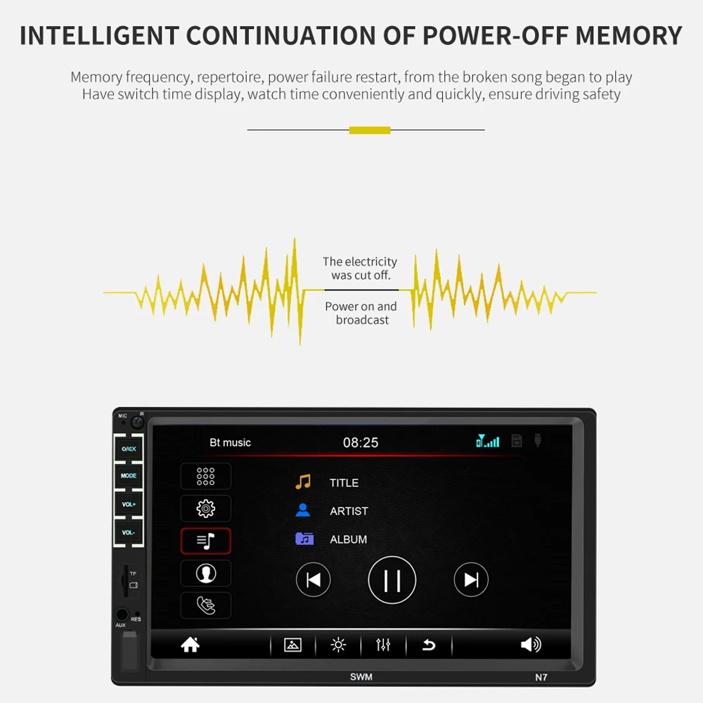 7 дюймов Bluetooth Bt стерео Мультимедийный Плеер сенсорный экран авторадио FM AUX аудио головное устройство MP5 плеер дистанционное управление N7 автомобильное радио