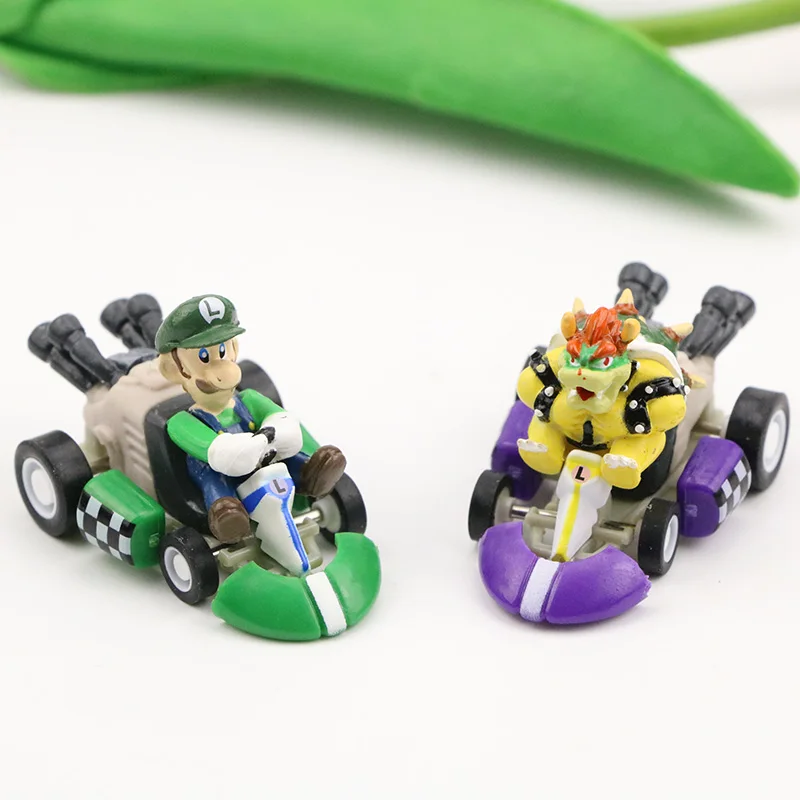 6 шт./компл. ПВХ фигурка героя Super Mario Bros Kart Вытяните назад автомобиль Марио и Луиджи Йоши Жаба гриб мини Коллекция Модель игрушки подарки