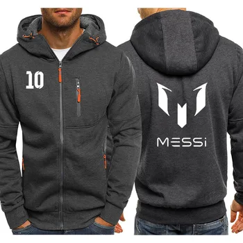 

Fashion Sweatshirt Messi 10 Printed Hoodies Men Streetwear Fleece Warm Zipper Hooded Casual Jacket Hip Hop Harajuku Tracksuit