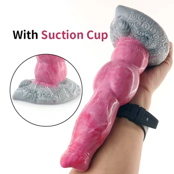 YOCY Huge Knot Dildo Wolf Dog Penis Realistic Animal Cock Sexy Toys Silicone Intimate Anal Butt Plug Masturbator With Sucker 5