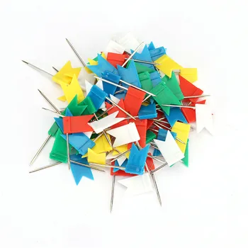 

100pcs Colorful Flags Push Pins Metal Bulletin Board Pins Cork Board Paper Drawing Studs Map Thumb Tack Office Binding Supplies