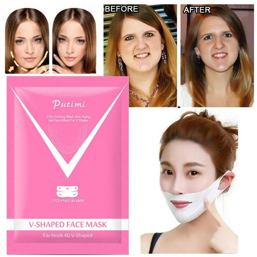 4D двойная V маска для лица, подтягивающая, подтягивающая, бумажная, для похудения, для устранения отеков, подтягивающая маска для лица, тонкая, массажная, гелевая маска для лица