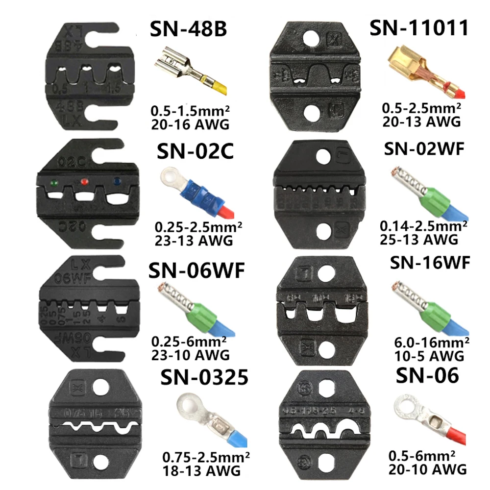 Crimping Pliers SN-2549 +8 Jaw Kit 2.8/4.8/6.3/XH2.54  Ferrules Terminator Insulated Cable Connector Electrical Wire Crimp Clamp 6