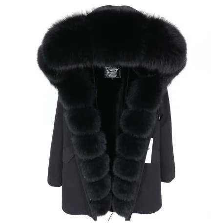 Зимнее новое пальто с натуральным мехом, датский большой Лисий мех, подкладка из искусственного меха, модная длинная парка, Толстая теплая женская одежда - Цвет: 7