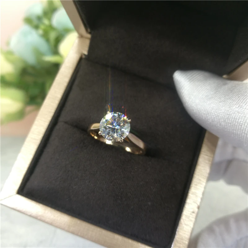 Индивидуальный заказ, 14 K, покрыто розовым золотом Муассанит кольцо круглой огранки лаборатории бриллиантовое кольцо для помолвки, свадьбы, годовщины кольцо для Для женщин