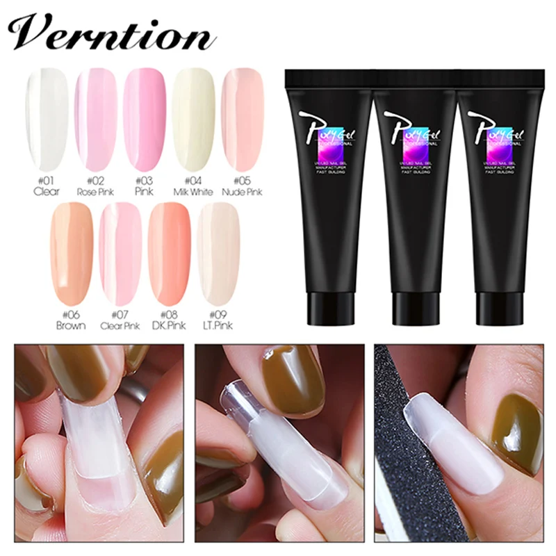 Прозрачный белый полигель для ногтей Verntion акриловый гель СВЕТОДИОДНЫЙ