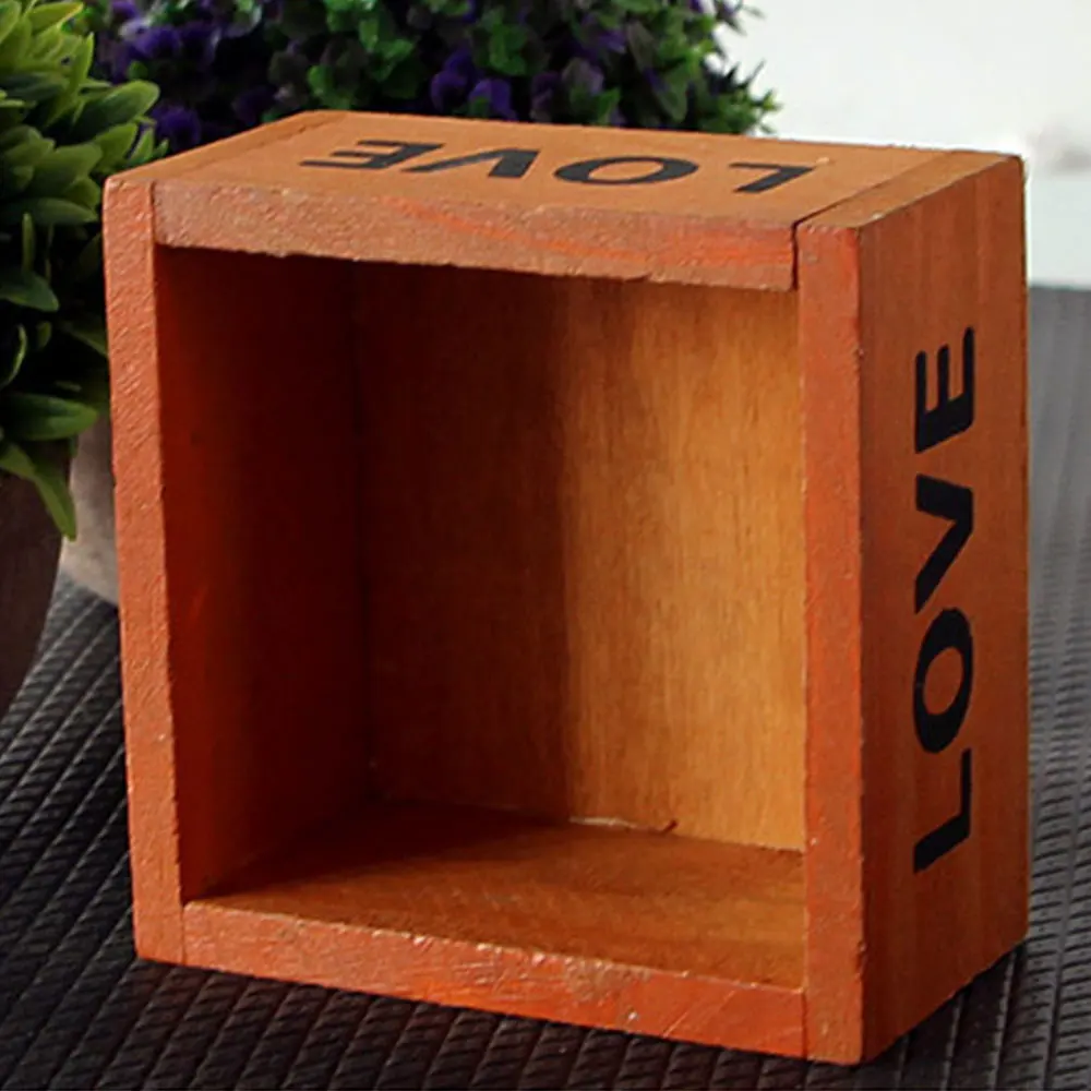LoVE Professional Retro Small Wooden Box Pot Culture Potted Case Decor Potting Home Office Desktop