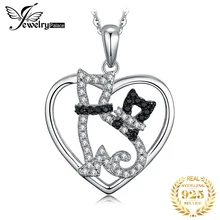 Jpalace Mèo Đen Tự Nhiên Spinel Mặt Dây Chuyền Đẹp, Mặt Dây Chuyền Nam Bạc 925 Đá Quý Choker Vòng Phụ Nữ Không Dây Chuyền(China)