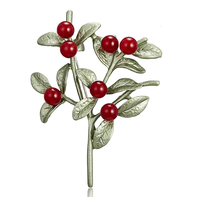 Enamel Fruit Shape Red Pomegranate Brooch for Women Green Leaf Cherry Brooches Suit Lapel Pin Clothing Scarf Badges