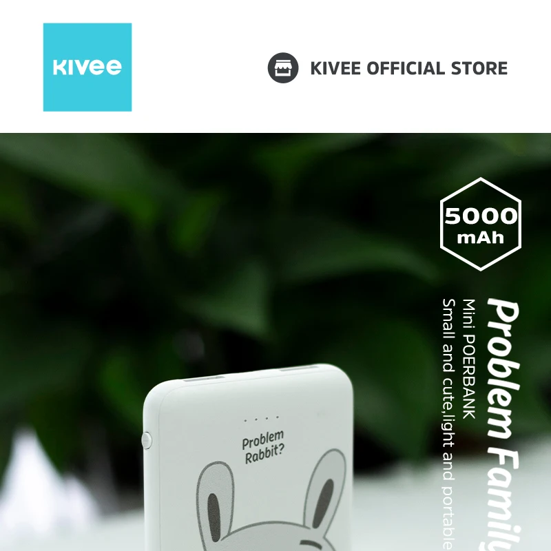 Kivee Mini 5000mAh Cute Power Bank Slim Portable External Battery Charging Powerbank Charger for iPhone 13 Pro Xiaomi Samsung power bank portable charger