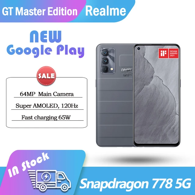  realme GT, 8GB 128GB, Unlocked, Snapdragon 888 with 64MP AI  Triple Camera, 4500 Battery 65W SuperDart Charge, 120Hz 6.43 Super AMOLED  Fullscreen, Global Version (EU Charger with Adapter US), Silver 