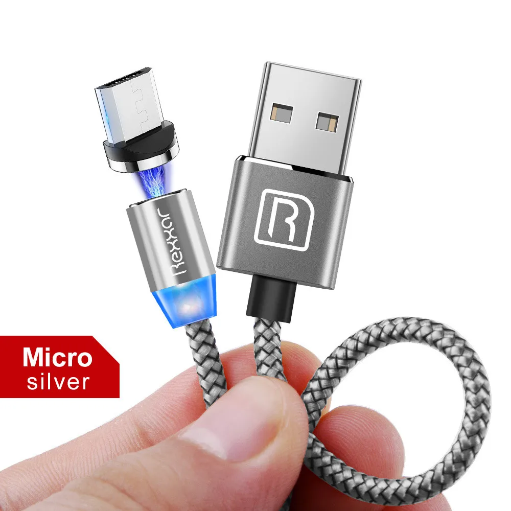 1 м 2 м Магнитный USB кабель Micro usb type C кабель для быстрой зарядки для iPhone XS Max samsung Магнитный шнур для зарядки телефона Android - Цвет: Micro USB Silver