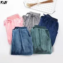 KLV, женские, мужские, Осенние, зимние пижамы, штаны, одежда для отдыха, пижамы, плотные, свободные, Коралловые, флисовые штаны, пижамы для сна, штаны для отдыха