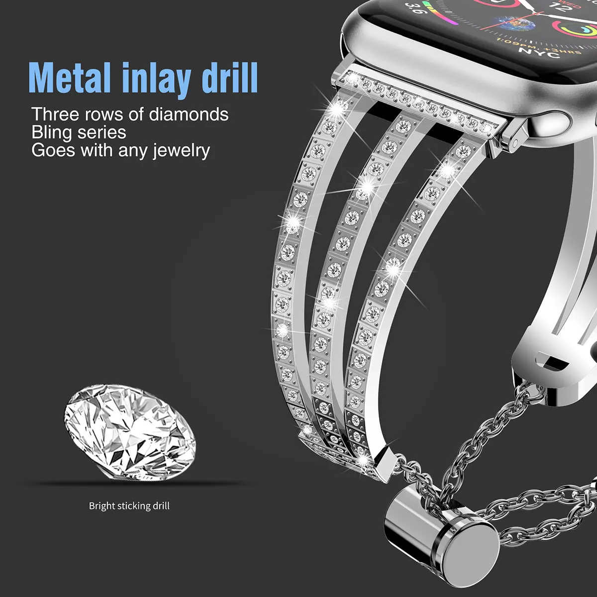 Бриллиантовый ремешок для Apple watch ремешок 40 мм 44 мм 38 мм 42 мм нержавеющая сталь correa iWatch Браслет Apple watch 4 5 3 Аксессуары