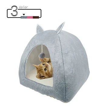 

Cute Cat Bed Indoor Kitten House Warm Small for cats Dogs Nest Foldable Cat Cave Sleeping Plush Mats Soft Cat House