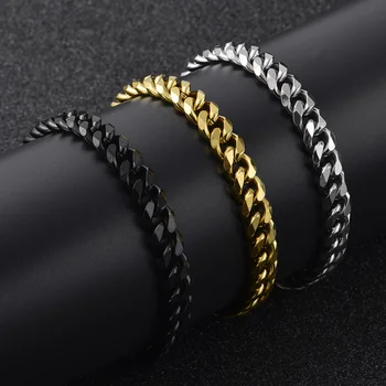

stainless steel Steel bracelets mens cuban link chain on hand male accessories chains bracelets black wholesale punk christmas