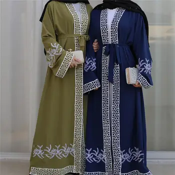 

Embroidery Abaya Kimono Luxury Muslim Full Dresses Hijab Turkish Cardigan Long Robes Tunic Marocain Eid Ramadan Arab Islamic