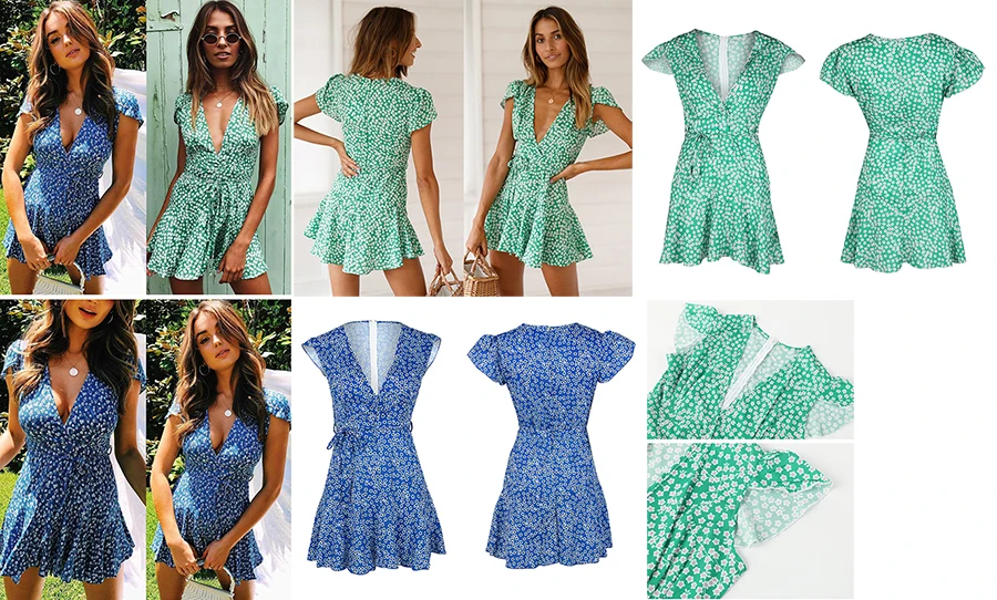 Women Boho Beach Dress Sleeveless Floral V Neck Strappy Summer Dresses Casual Loose Sundress Short Dress Vestidos Hot 29 Styles