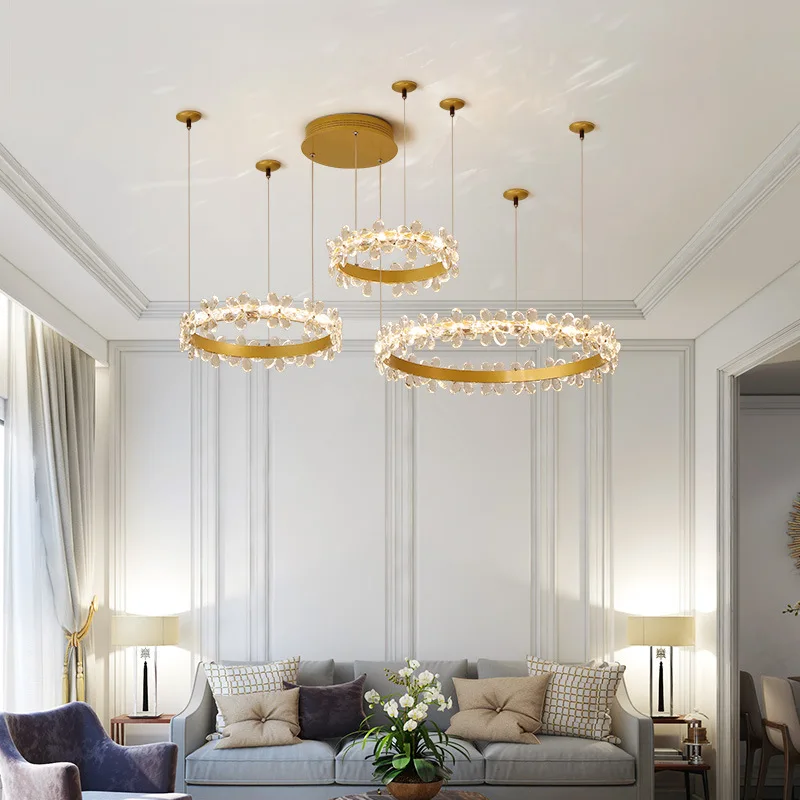 

Crystal Luxury Living Room Chandelier lighting Restaurant Bedroom Nordic Round Romantic Hanging Fixture Designer Home Led Lamp