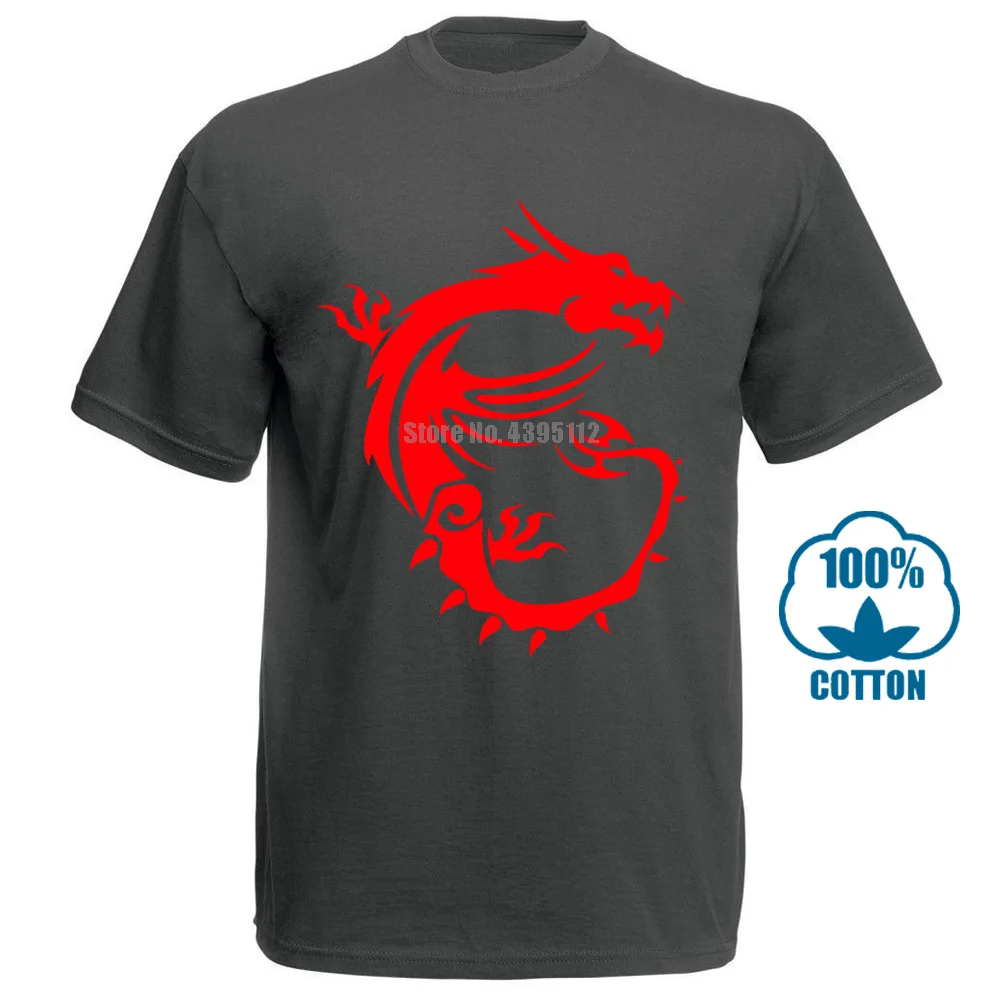 Черная футболка Msi Dragon Gaming Размер S 3Xl Мужская хлопковая футболка - Цвет: Темно-серый