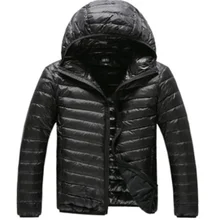 Мужской пуховик, новинка, высококлассная теплая Модная мужская пуховая куртка с капюшоном, чистый цвет, бутик, мужское пуховое пальто