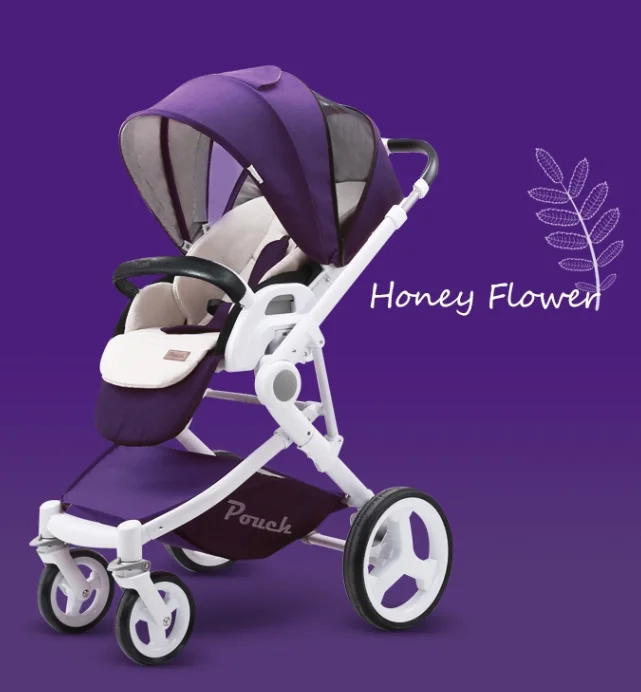 Лиловый Сумка детская коляска P37High пейзаж детская коляска Kinderwagen sette трон детская складная прогулочная коляска для новорожденного - Цвет: Лиловый