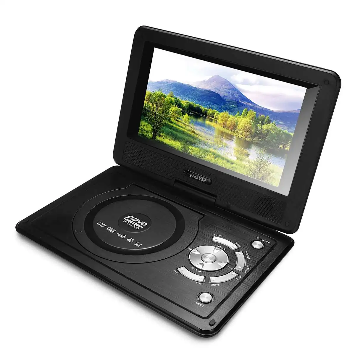 12.4" DVD Player Portable Car DVD Player VCD CD MP3 Portable Game Remote Control Swivel Screen USB SD With DVD/CD ROM RW Case