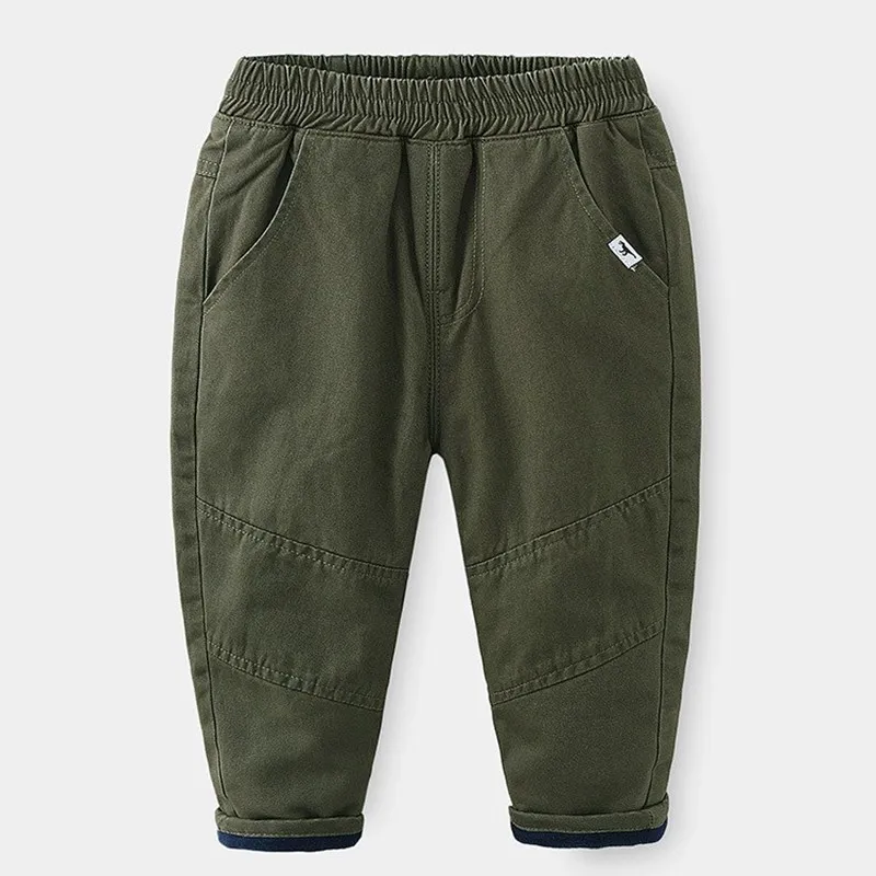 Популярные детские штаны повседневные теплые однотонные Хлопковые Штаны для мальчиков с эластичной резинкой на талии в повседневном стиле, одежда для детей от 2 до 6 лет - Цвет: Green