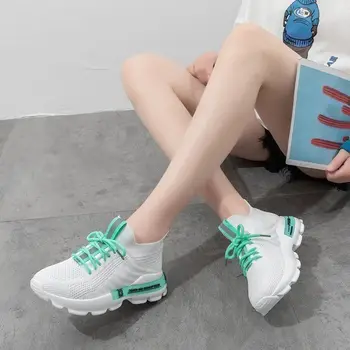 

Female Sock Sneakers 2020 Spring Summer Women's Mesh Breathable Flying Woven Shoes Lightweight Fashion Casual Shoes