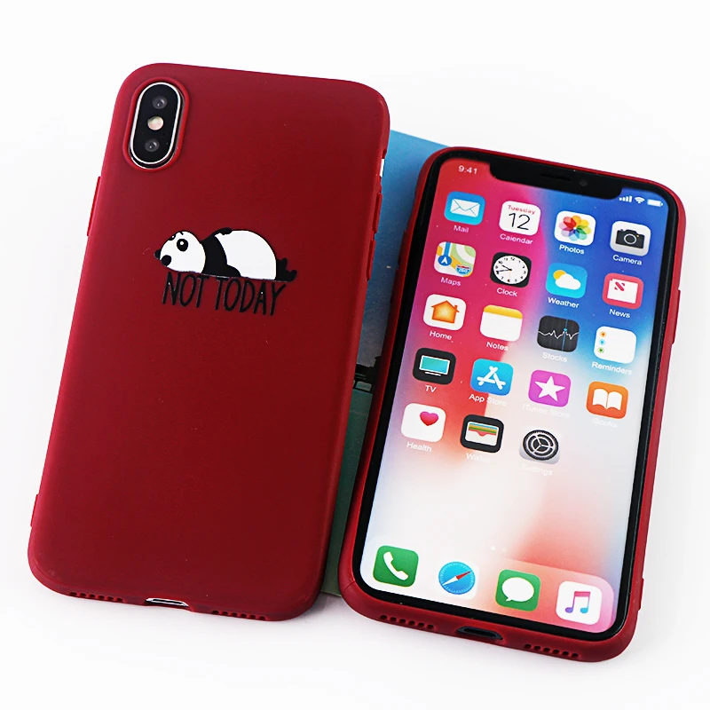 8631-dark-red Забавные чехлы для телефонов с пандой для iPhone X XS MAX XR 8 7 6 s Plus, мягкие силиконовые облегающие накладки на заднюю панель - Цвет: 8631-dark-red
