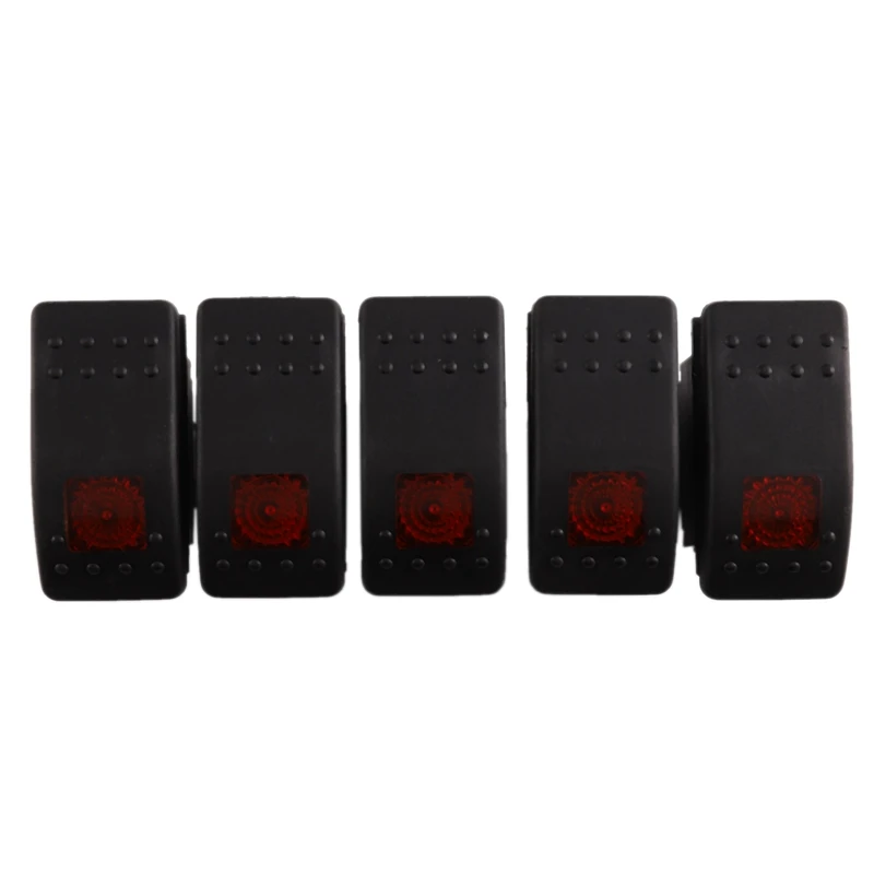 

5x 12V WATERPROOF ON/OFF BAR ROCKER SWITCH CAR BOAT LED LIGHT red
