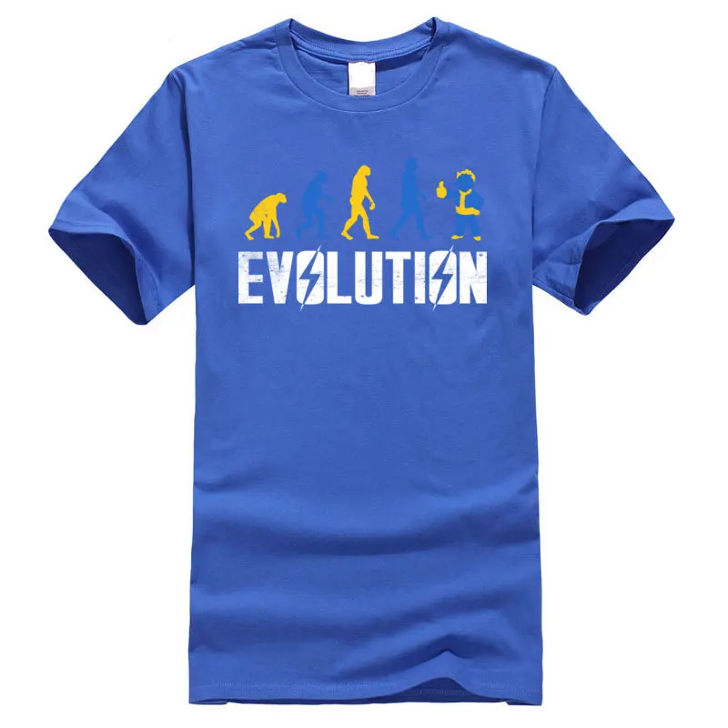 Printed Evolution_3_563 T-shirts Prevailing Summer Short Sleeve Round Neck Tops Shirts 100% Cotton Men Slim Fit Tee-Shirt Evolution_3_563 blue