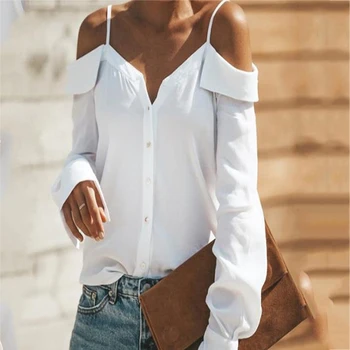 

Summer fashion women's shirt V-neck Lantern sleeves solid color suspender shirt shirt
