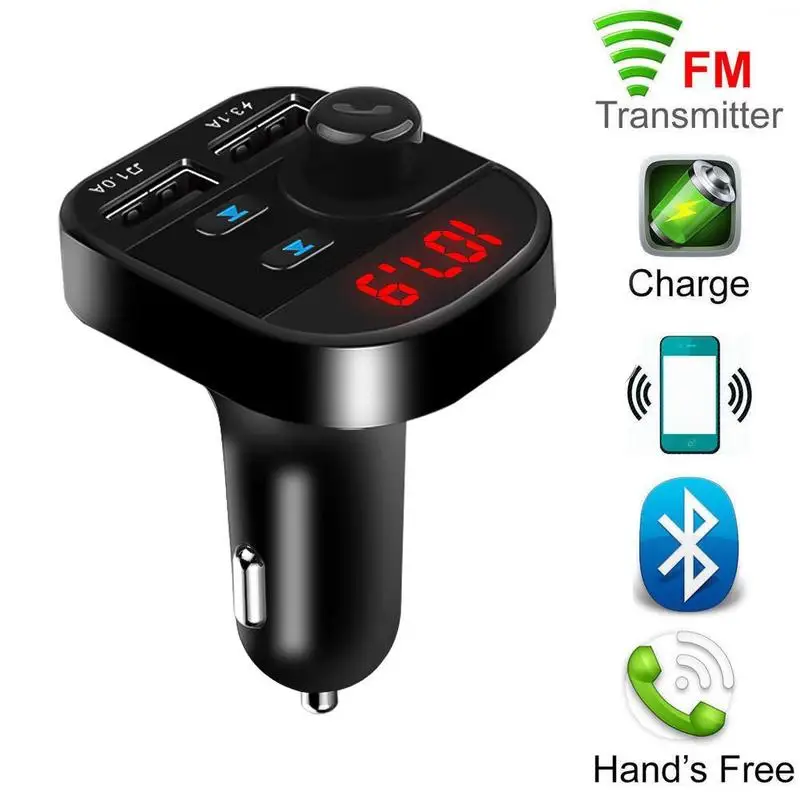 Автомобильное зарядное устройство двойной USB Bluetooth автомобильный комплект для iPhone samsung мобильный телефон Громкая связь MP3-плеер fm-передатчик Быстрая зарядка