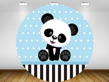

Round Panel Background Circle Backdrop Cute Panda Blue Boy Baby Shower Birthday Party Decor Candy Table Banner Elastic