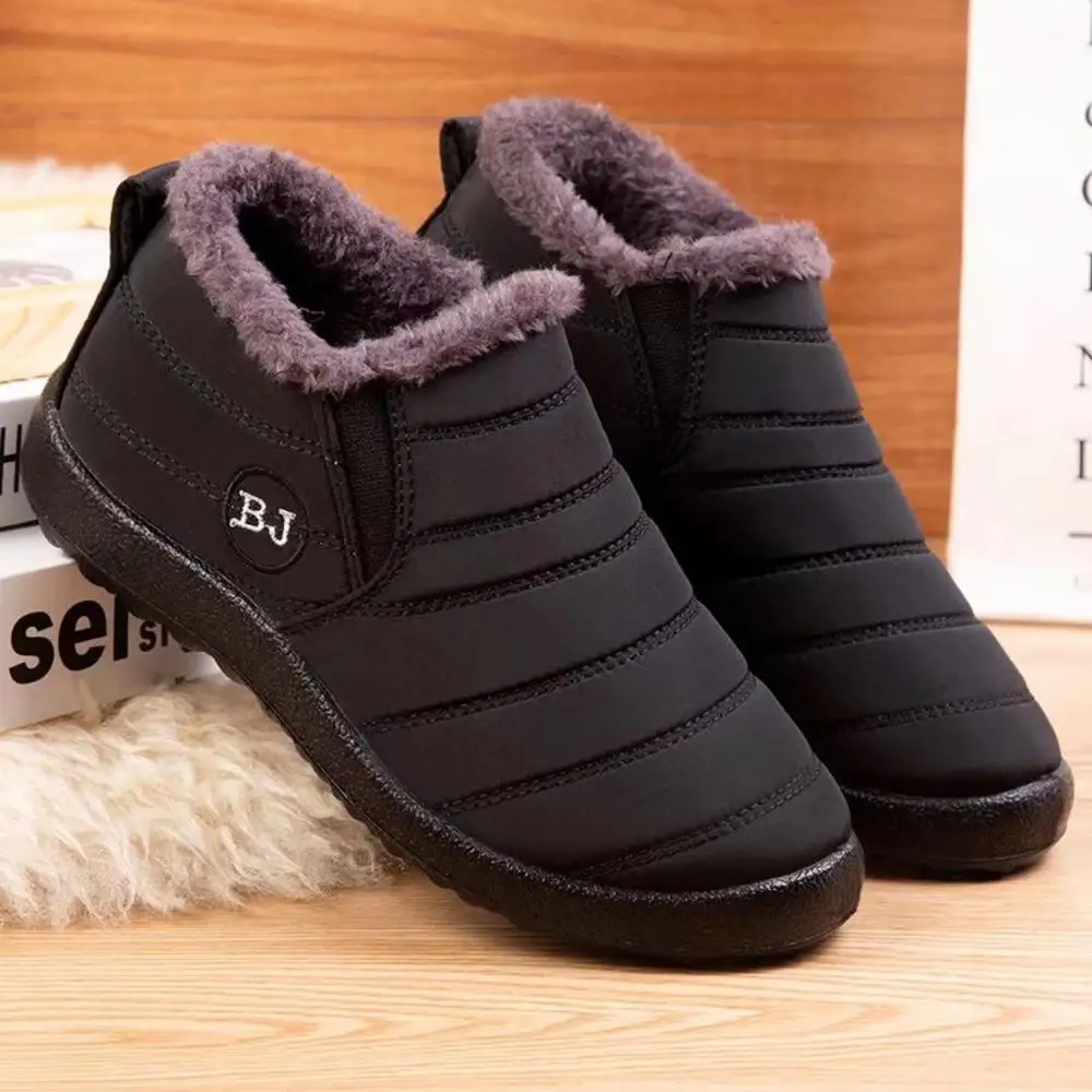 Botas de nieve para mujer, zapatos cálidos de felpa, botines de piel, zapatos planos casuales, calzado ultraligero impermeable para invierno