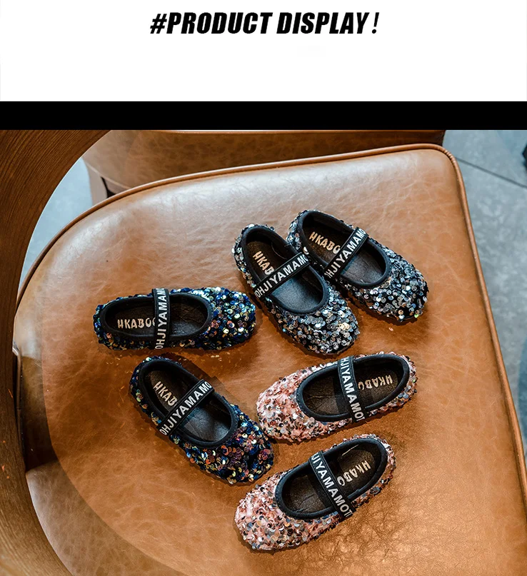 Bakkotie Kids Autumn Pu Leather Shoes Little Girls New Fashion Glitter Pink Mary Jane Flats Children Sweet Dress Shoes