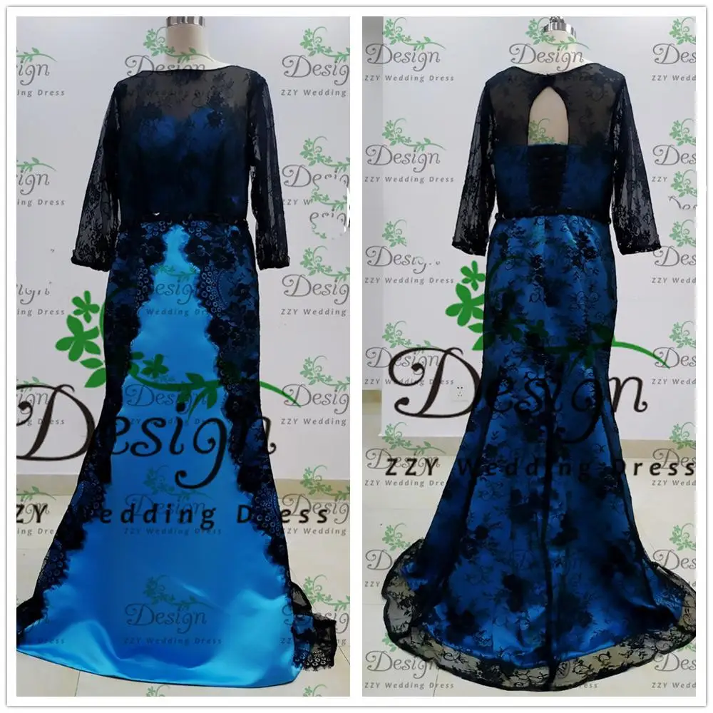 

vestido de noiva simples Satin 3/4 Sleeves Mother of the Bride Dresses Formal Godmother Women Wear Evening Wedding Party Guests