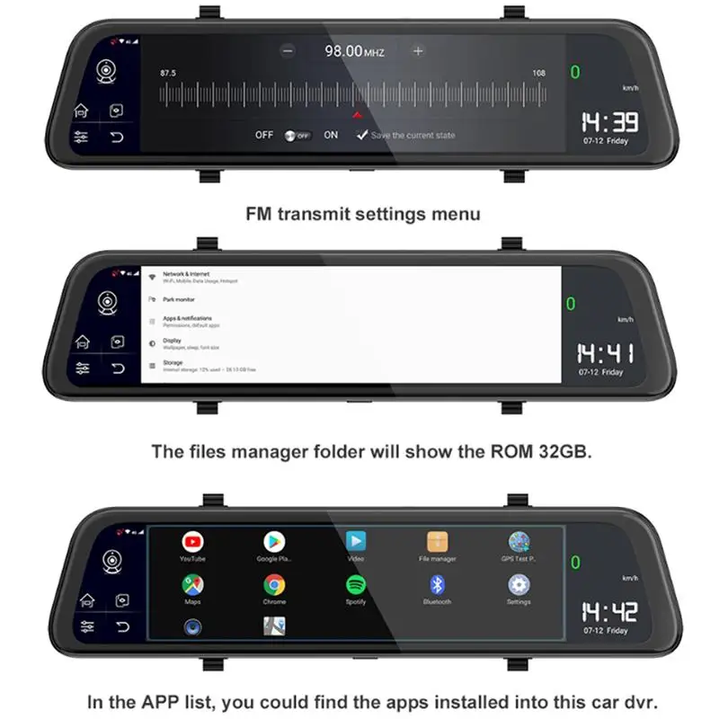 11,66 дюймов ADAS Dash Cam Android 8,1 Автомобильный видеорегистратор Камера gps навигация Bluetooth FHD видео рекордер 4G Wifi скорость DVR зеркало