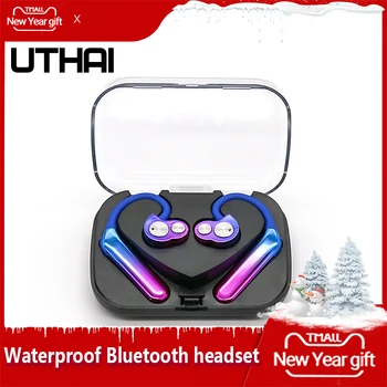 

UTHAI D53 X6 Wireless Bluetooth Headset TWS Bilateral Stereo Hanging Ear Headphone 5.0 Sports Waterproof Mono Ear Car Headphone