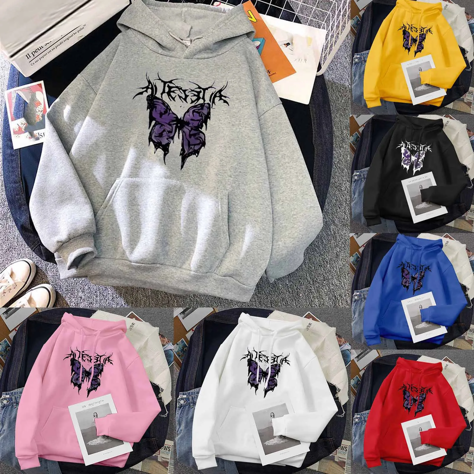 

Sudaderas con capucha oversize para Mujer, moda de manga larga con capucha impresa, Tops para Mujer, blusa para Mujer, ropa de